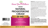 Bio identical progesterone cream 3 oz  by Know You Wellness Label  Trust Seals Cruelty Free   Gluten Free   UL Enhanced Certification for Cosmetics   Vegan   No Artificial Colors No Added Fragrances 20 mg of Progesterone per Pump Low progesterone can manifest in various ways, such as irregular menstrual cycles, spotting, recurrent miscarriages, or difficulty getting pregnant.